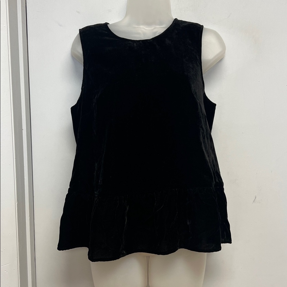 J.Crew Black Velvet Peplum Top – Size 8 – Holiday Chic